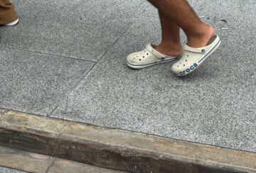 Wearing Crocs