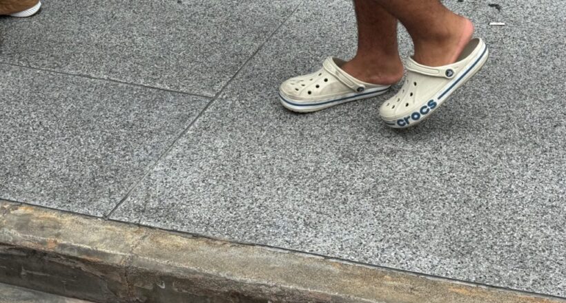 Wearing Crocs